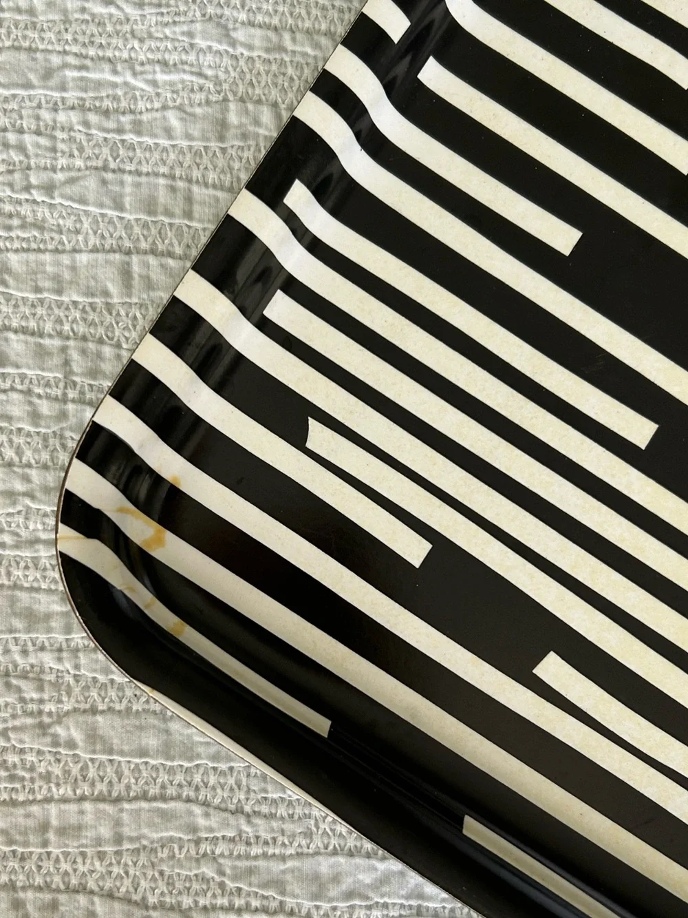 IKEA-Set of 2 Black & White Striped Serving Trays